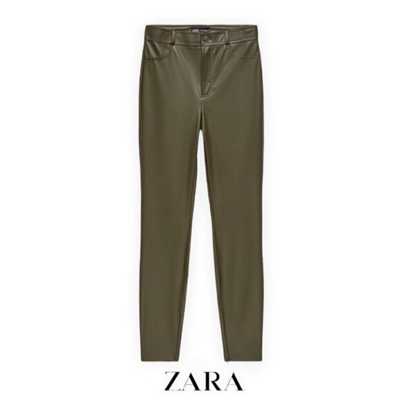 Zara Faux Leather Pants Green Size Large - Picture 11 of 12